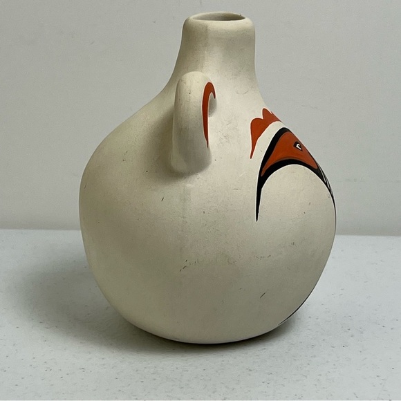 VTG Native American Jemez Pueblo Pottery Canteen Signed L. Toya Hand Painted - Picture 4 of 10